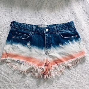 Free People Dip Dyed Fringe Shorts (worn once)
